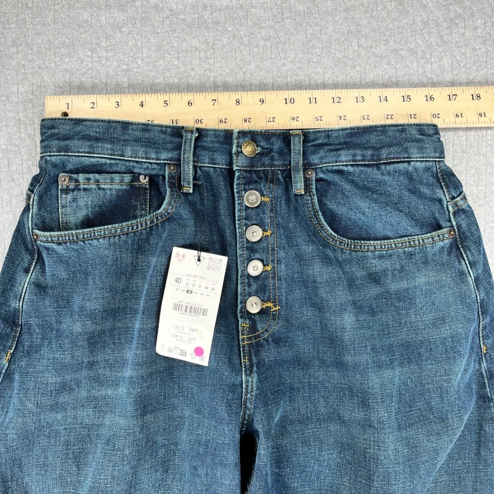 New Zara baggy balloon wide leg Jeans Women 31 Blue High Rise Button Fly Denim - Picture 5 of 15
